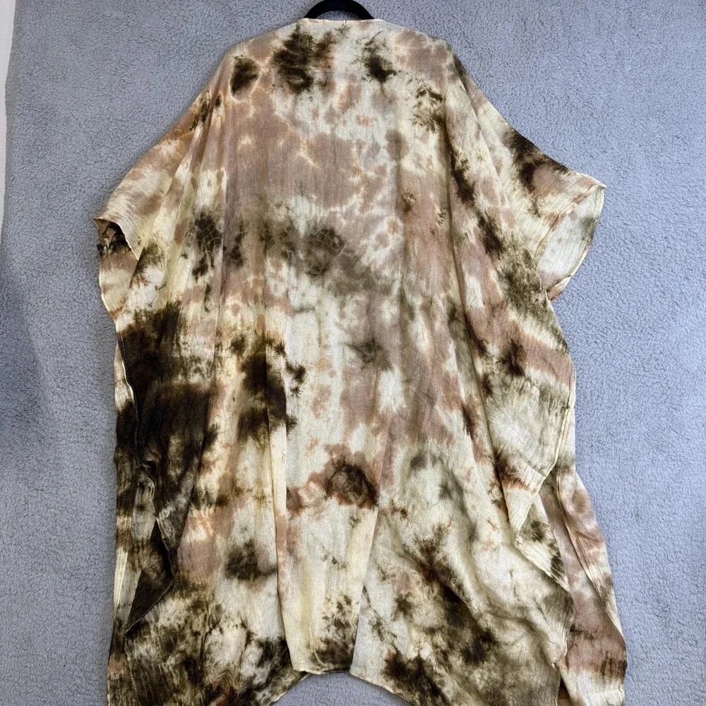Steve Madden Kimono Cardigan Womens‎ One Size Neutral Tie Dye Boho Ruana Wrap